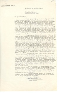 [Carta] 1947 oct. 5, El Cairo, [Egipto] [a] Gabriela Mistral, Santa Bárbara, Cal[ifornia], [EE.UU.]