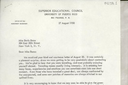 [Carta] 1958 Aug. 27, [Rio Piedras, Puerto Rico] [a] Miss Doris Dana, New York, N. Y.