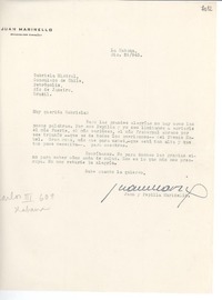 [Carta] 1945 dic. 26, La Habana [a] Gabriela Mistral, Petrópolis, Río de Janeiro, Brasil