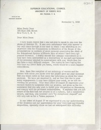 [Carta] 1958 Nov. 6, [Rio Piedras, Puerto Rico] [a] Miss Doris Dana, New York, N. Y.