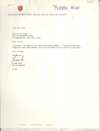 [Carta] 1971 June 28, [Baltimore, Maryland, Estados Unidos] [a] Miss Doris Dana, Box 784 Hildreth Lane, Bridgehampton, New York