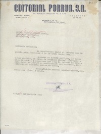 [Carta] 1966 nov. 16, Av. República Argentina, México D.F., México [a la] Srita. Concha Romero James, Embajada de México, Washington, D.C., [EE.UU.]