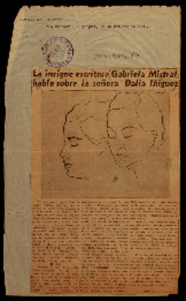 La insigne escritora Gabriela Mistral, habla sobre la señora Dalia Iñiguez