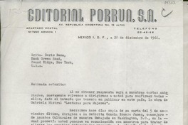 [Carta] 1966 dic. 28, Av. República Argentina, México D.F., México [a la] Srita. Doris Dana, Hack Green Road, Pound Ridge, New York, [EE.UU.]
