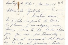 [Carta] 1951 nov. 30, Santiago de Chile [a] Gabriela Mistral