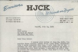 [Carta] 1963 July 15, Bogotá, Colombia [a] Miss Joan Daves, 15 East 48 Street, New York 17, N.Y., [EE.UU.]