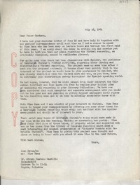 [Carta] 1964 July 16, [EE.UU.] [al] Señor Alvaro Castaño Castillo, Emisora HJCK, Carrera 7a. N°. 17-14, Bogotá, Colombia