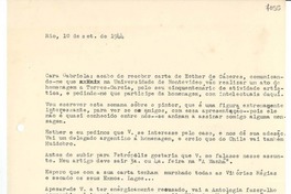[Carta] 1944 set. 10, Río [de Janeiro] [a] Gabriela Mistral