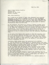 [Carta] 1963 June 14 [a] Sr. Alvaro Cstaño Castillo, Emisora HJCK, Bogotá, Colombia