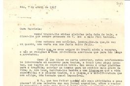 [Carta] 1947 abril 7, Río [de Janeiro] [a] Gabriela Mistral