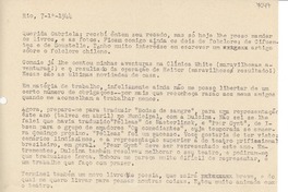 [Carta] 1944 ene. 7, Rio, [Brasil] [a] Gabriela [Mistral]
