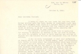 [Carta] 1953 Oct. 2, Paris [a] Gabriela Mistral