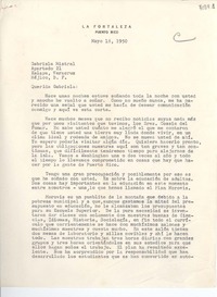 [Carta] 1950 mayo 18, Puerto Rico [a] Gabriela Mistral, Xalapa, Veracruz, Méjico