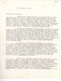 [Carta] 1950 abr. 17, [México] [a] Gabriela [Mistral]
