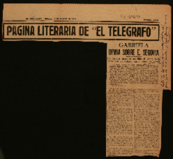 Gabriela opina sobre E. Segovia la insigne maestra escribió al poeta bella carta con su valioso juicio sobre su poesía
