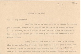 [Carta] 1950 oct. 13, [México] [a] Gabriela [Mistral]