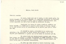 [Carta] 1949 abr. 18, México [a] Gabriela Mistral