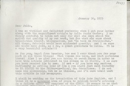 [Carta] 1973 Jan. 30 [a] Dear Julia [M. Blanco]