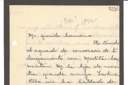 [Carta] [1944 feb., La Serena] [a] Gabriela Mistral