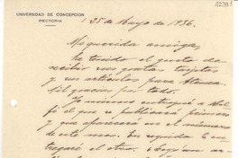 [Carta] 1936 mayo 25, Concepción [a] Gabriela Mistral