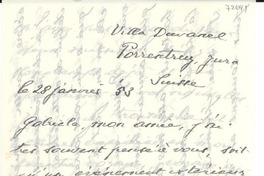 [Carta] 1953 janv. 28, Porrentruy, Suisse [a] Gabriela [Mistral]
