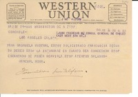 [Telegrama] 1946 jul. 8, Washington D.C., [EE.UU.] [a] Juan Pradenas M., Los Angeles, Calif., [EE.UU.]