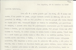 [Carta] 1949 oct. 25, Los Angeles, [EE.UU.] [a] Gabriela [Mistral]