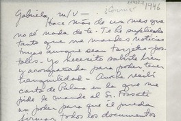 [Carta] 1946 [a] Gabriela [Mistral]
