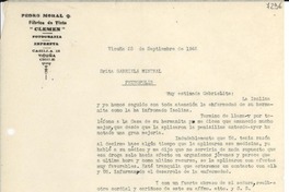 [Carta] 1945 sept. 25, Vicuña [Chile] [a] Gabriela Mistral, Petrópolis