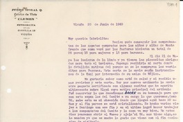 [Carta] 1949 jun. 20, Vicuña, [Chile] [a] Gabrielita [Mistral]