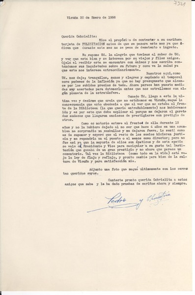 [Carta] 1956 ene. 30, Vicuña, [Chile] [a] Gabrielita [Mistral]