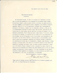 [Carta] 1944 jul. 14, Río de Janeiro [a] Gabriela Mistral, Petrópolis
