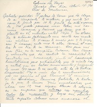 [Carta] 1939 abr. 18, Prov. de Matanzas, [Cuba] [a] Gabriela Mistral