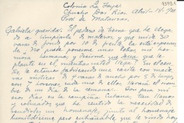 [Carta] 1939 abr. 18, Prov. de Matanzas, [Cuba] [a] Gabriela Mistral