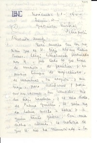 [Carta] 1944 nov. 21, [Colombia] [a] Gabriela Mistral, Petrópolis, [Brasil]