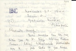 [Carta] 1944 nov. 21, [Colombia] [a] Gabriela Mistral, Petrópolis, [Brasil]