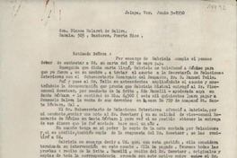 [Carta] 1950 jun. 5, Jalapa, Ver., [México] [a la] Sra. Blanca Malaret de Saliva, Canals, 303, Santurce, Puerto Rico