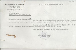 [Carta] 1966 nov. 16, Bs. As., [Argentina] [a] Srta. D. Doris Dana, Pound Ridge, New York, U. S. A.
