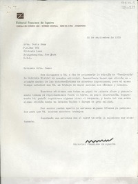 [Carta] 1970 sept. 22, Buenos Aires, Argentina [a] Srta. Doris Dana, P. O. Box 784, Hildreth Lane, Bridgehampton, New York, U. S. A.