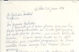 [Carta] 1951 jun. 2, La Paz, [Bolivia] [a] Gabriela Mistral, Rapallo, [Italia]