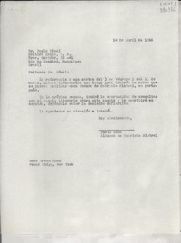 [Carta] 1966 abr. 14, Hack Green Road, Pound Ridge, New York, [Estados Unidos] [a] Sr. Paulo Rónai, Editora Delta S. A., Río de Janeiro, Guanabara, Brasil