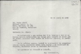[Carta] 1966 abr. 14, Hack Green Road, Pound Ridge, New York, [Estados Unidos] [a] Sr. Paulo Rónai, Editora Delta S. A., Río de Janeiro, Guanabara, Brasil