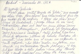 [Carta] 1952 nov. 20, Madrid, [España] [a] Gabriela [Mistral]