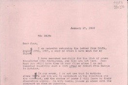 [Carta] 1968 Jan. 27, [Estados Unidos] [a] Dear Joan