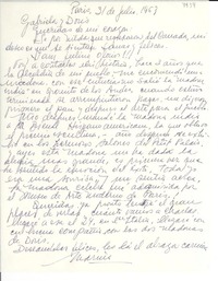 [Carta] 1953 jul. 31, París, [Francia] [a] Gabriela [Mistral], Doris [Dana]