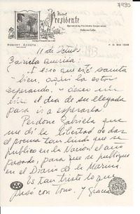 [Carta] 1953 oct. 11, [Cuba] [a] Gabriela Mistral