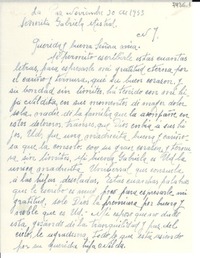 [Carta] 1953 nov. 30, La paz [a] Gabriela Mistral