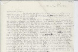 [Carta] 1950 mayo 14, Buenos Aires, [Argentina] [a] Gabriela [Mistral]