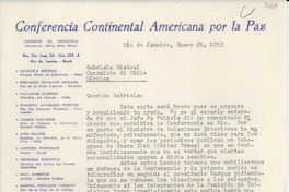 [Carta] 1952 ene. 29, Río de Janeiro, [Brasil] [a] Gabriela Mistral, Nápoles, Italia