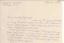 [Carta] 1942 nov. 27, Washington D. C. [a] Gabriela Mistral